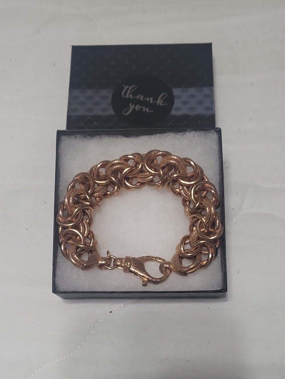 Women's Rose Gold Braided Link Bracelet with Lobster Clasp